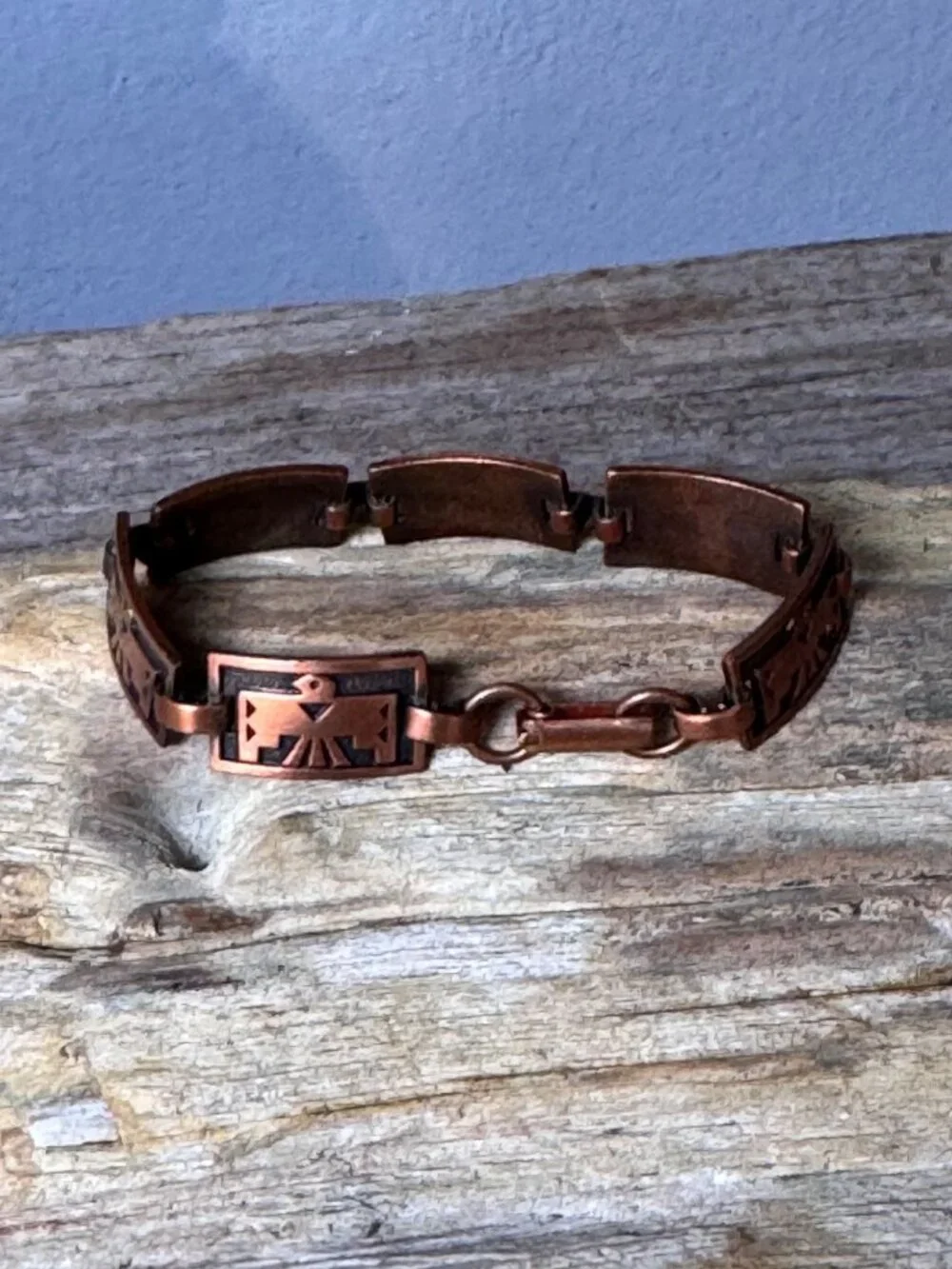 Copper Thunderbird Link Bracelet 6: Southwestern Native American Style - Picture 2 of 5
